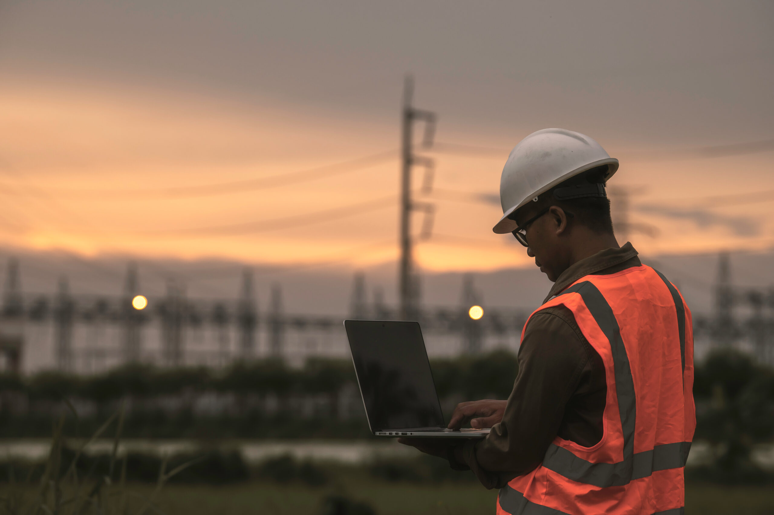 Electrician on computer