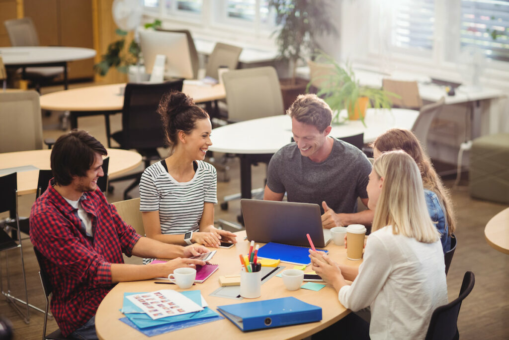 team meeting in an office setting