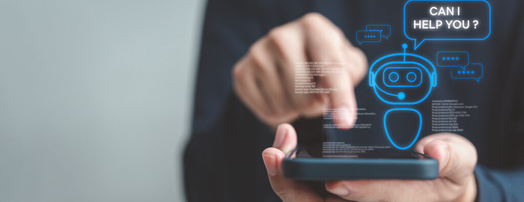 abstract photo of customer using chatbot on smartphone