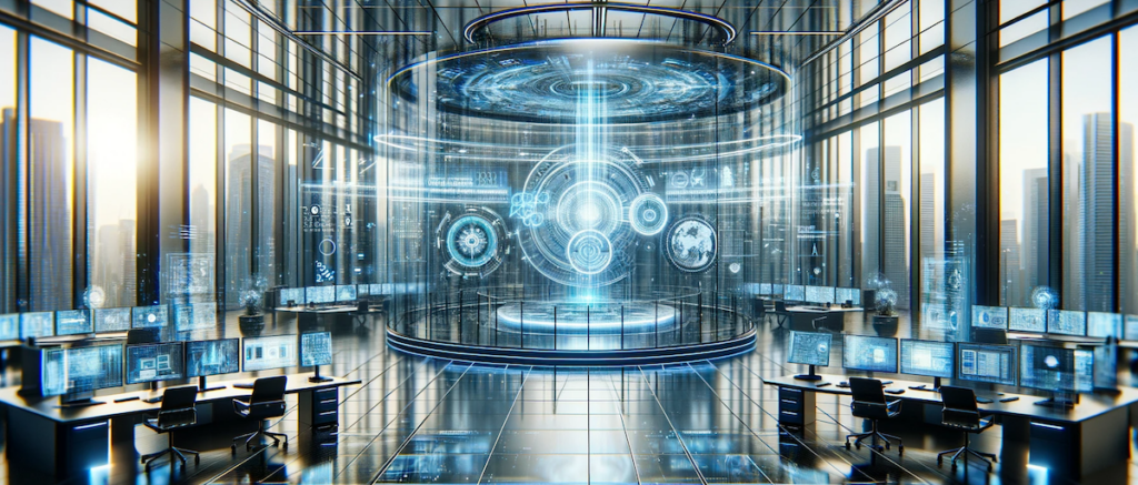 abstract image of a futuristic office setting