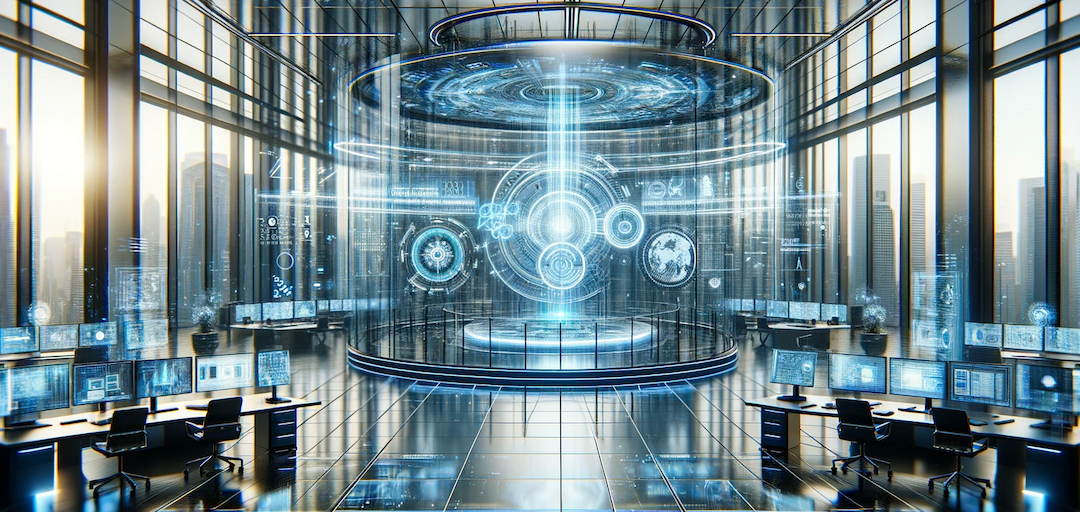 abstract image of a futuristic office setting
