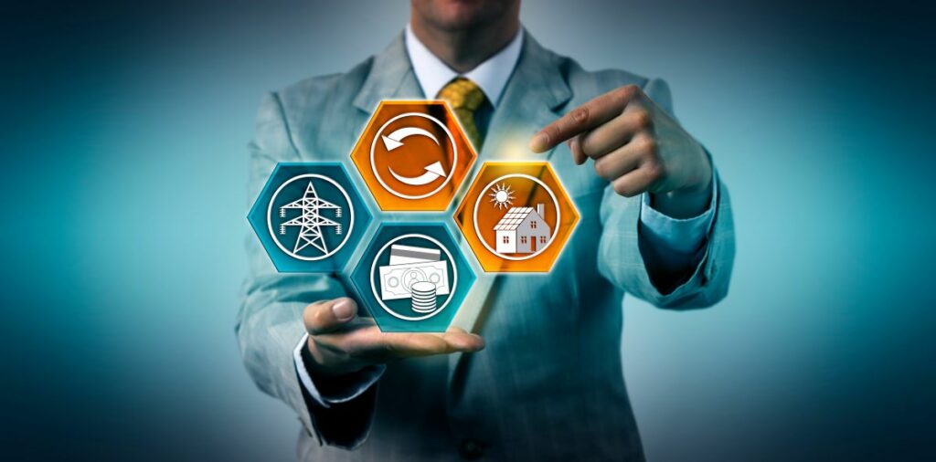 abstract image of man in a suit managing distributed energy resources