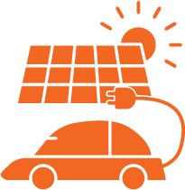 solar panel charging an electric car