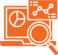 magnifying glass held over various charts