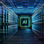 abstract image of a long, techno-lit hallway with "AI" at the end