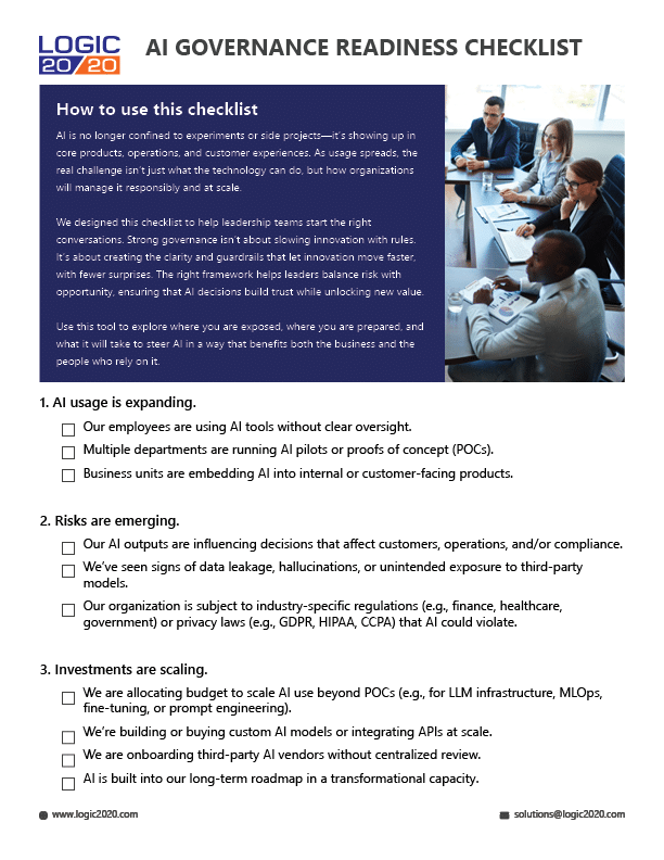 Front page of the AI Governance Readiness Checklist