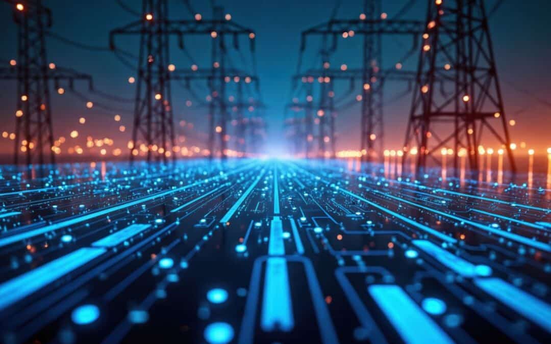 abstract image representing data flowing across a modern electric grid