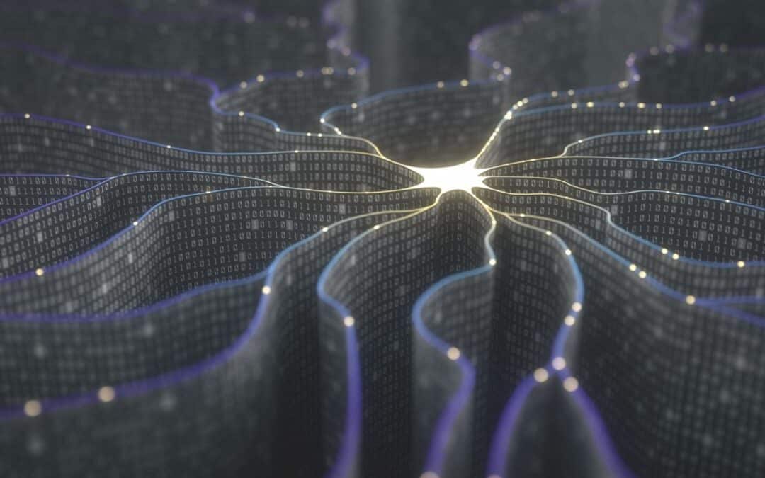 abstract image representing binary figures arranged in a brain-cell configuration