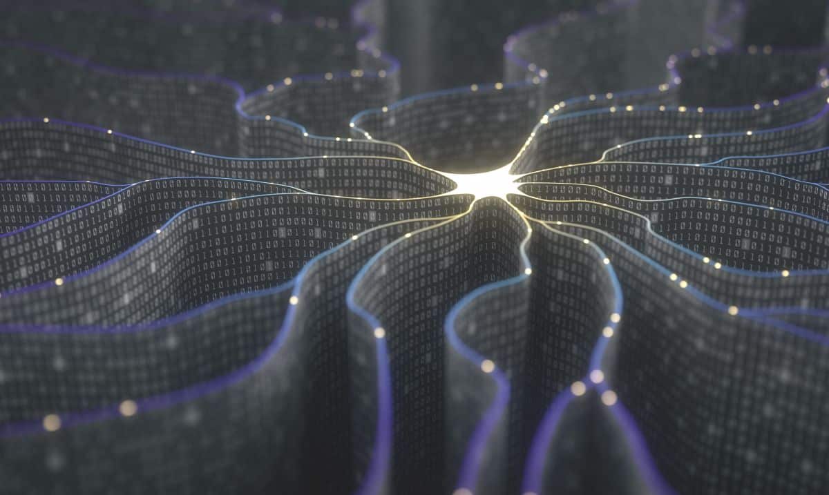 abstract image representing binary figures arranged in a brain-cell configuration