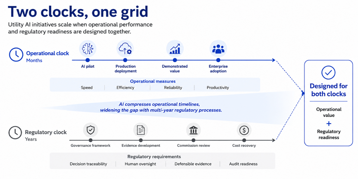 Infographic detailing the two timelines created by the operational and regulatory "clocks"