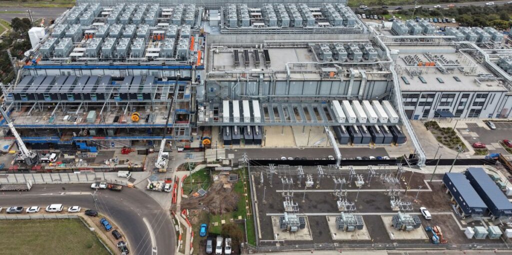 Aerial view large scale data center infrastructure