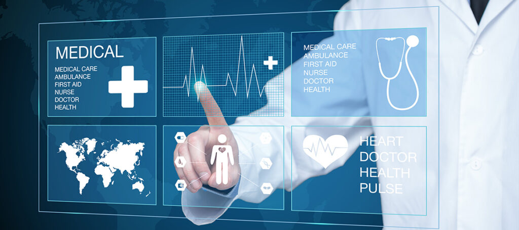 Doctor touches screen